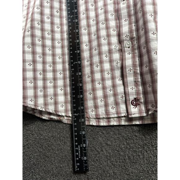 Cody James Button Up Shirt Mens Sz L Long Sleeve Gray Beige Brown Plaid Western - Picture 7 of 7